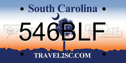 546BLF South Carolina License Plate