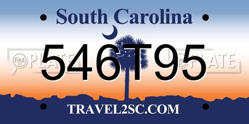 546T95 South Carolina License Plate