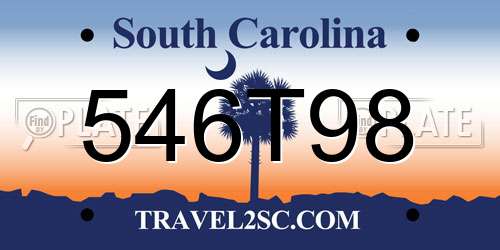 546T98 South Carolina License Plate