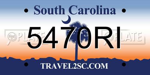 5470RI South Carolina License Plate