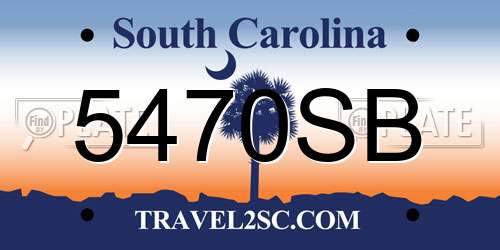 5470SB South Carolina License Plate