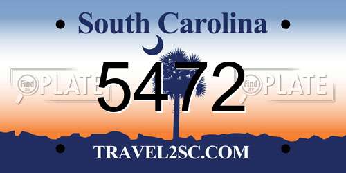 5472 South Carolina License Plate