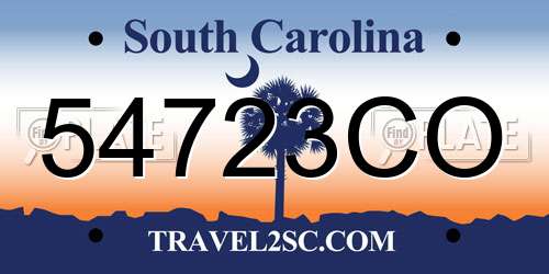 54723CO South Carolina License Plate