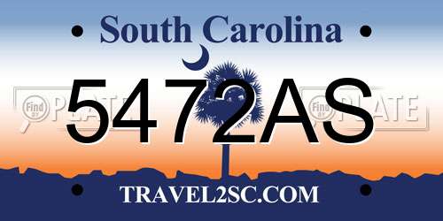 5472AS South Carolina License Plate