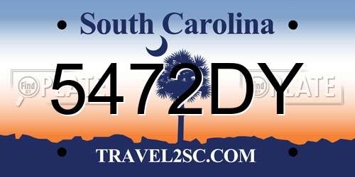 5472DY South Carolina License Plate