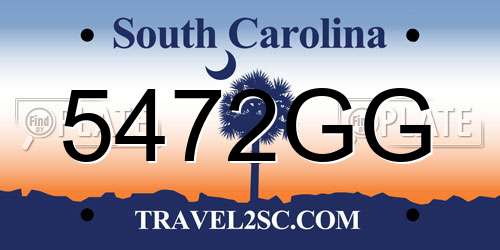 5472GG South Carolina License Plate