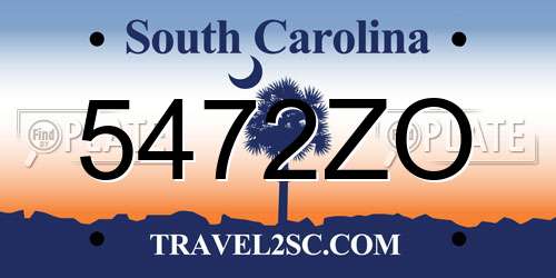 5472ZO South Carolina License Plate