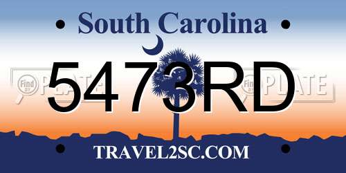 5473RD South Carolina License Plate