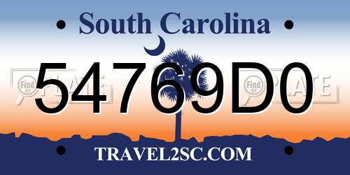 54769D0 South Carolina License Plate