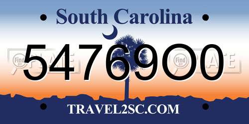 54769O0 South Carolina License Plate