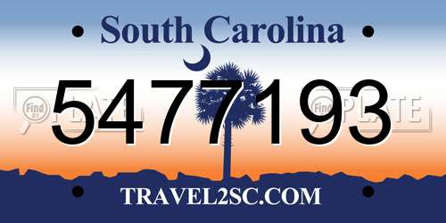 5477193 South Carolina License Plate