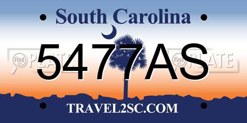 5477AS South Carolina License Plate