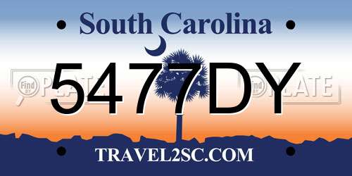 5477DY South Carolina License Plate