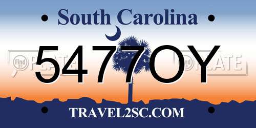5477OY South Carolina License Plate