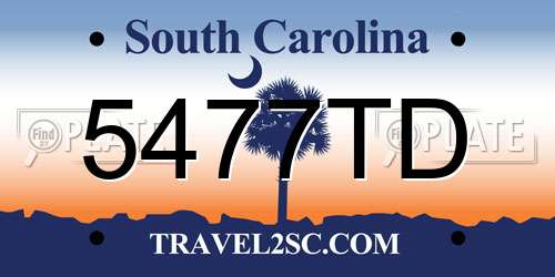 5477TD South Carolina License Plate