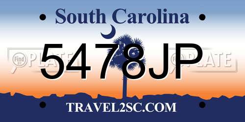 5478JP South Carolina License Plate