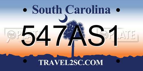 547AS1 South Carolina License Plate