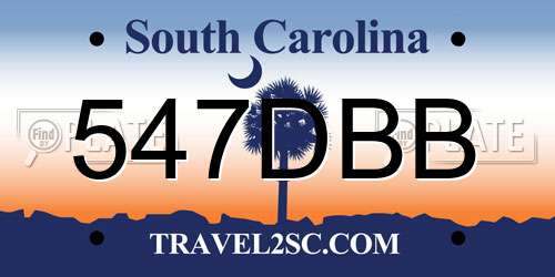 547DBB South Carolina License Plate