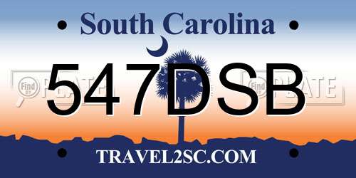 547DSB South Carolina License Plate