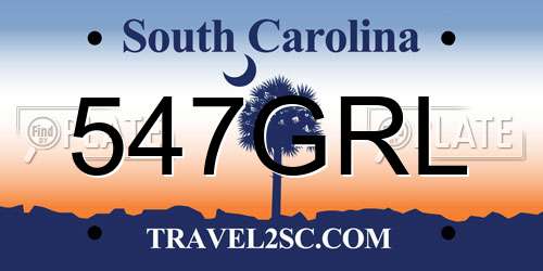 547GRL South Carolina License Plate