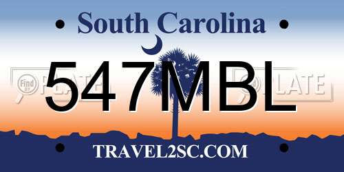 547MBL South Carolina License Plate