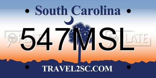 547MSL South Carolina License Plate