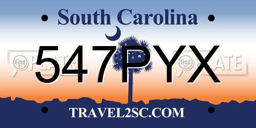 547PYX South Carolina License Plate