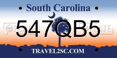 547QB5 South Carolina License Plate