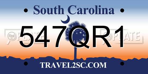 547QR1 South Carolina License Plate