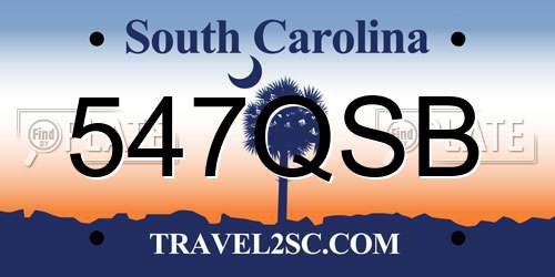 547QSB South Carolina License Plate