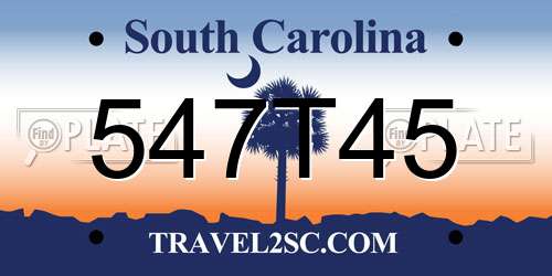 547T45 South Carolina License Plate