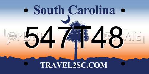547T48 South Carolina License Plate