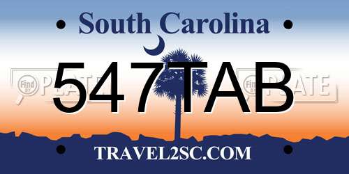 547TAB South Carolina License Plate