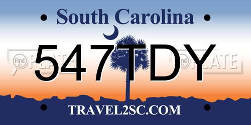 547TDY South Carolina License Plate