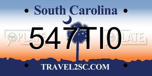 547TI0 South Carolina License Plate