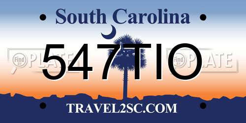 547TIO South Carolina License Plate