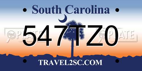 547TZ0 South Carolina License Plate