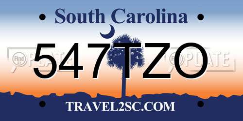 547TZO South Carolina License Plate