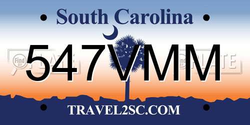 547VMM South Carolina License Plate