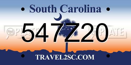 547Z20 South Carolina License Plate
