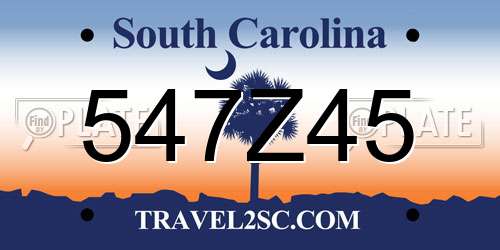 547Z45 South Carolina License Plate