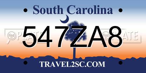 547ZA8 South Carolina License Plate