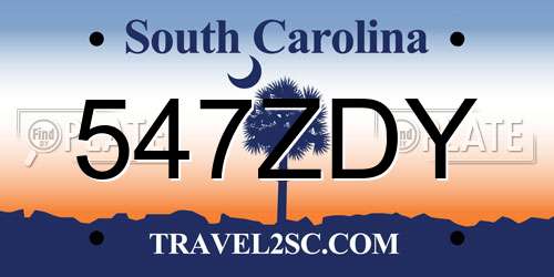 547ZDY South Carolina License Plate