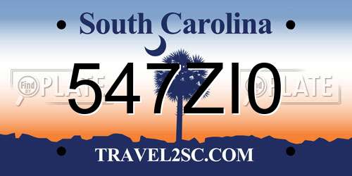 547ZI0 South Carolina License Plate