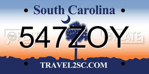 547ZOY South Carolina License Plate