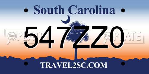 547ZZ0 South Carolina License Plate