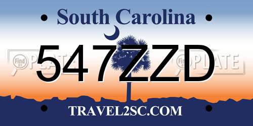 547ZZD South Carolina License Plate