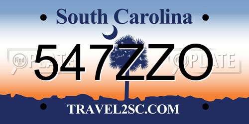547ZZO South Carolina License Plate