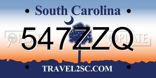 547ZZQ South Carolina License Plate