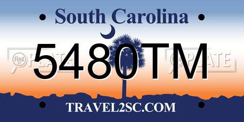 5480TM South Carolina License Plate